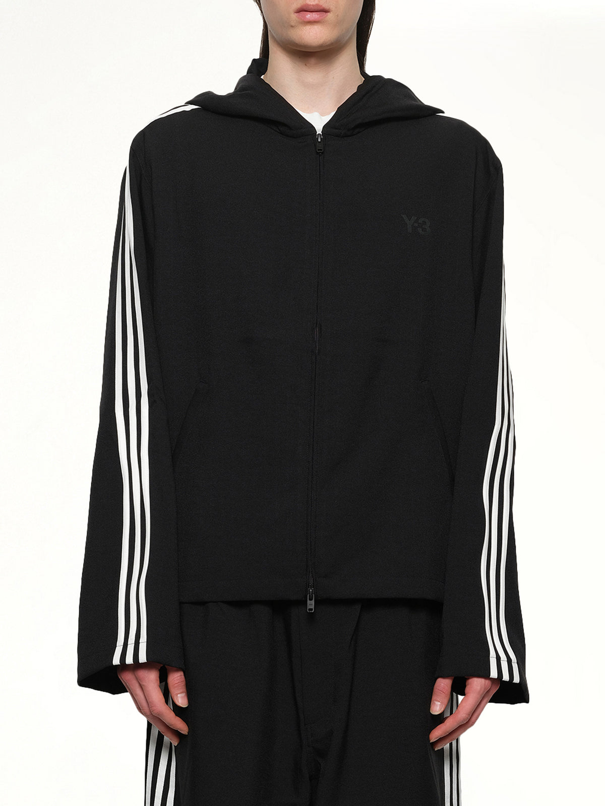 Hooded Track Top 3-Stripes in Black