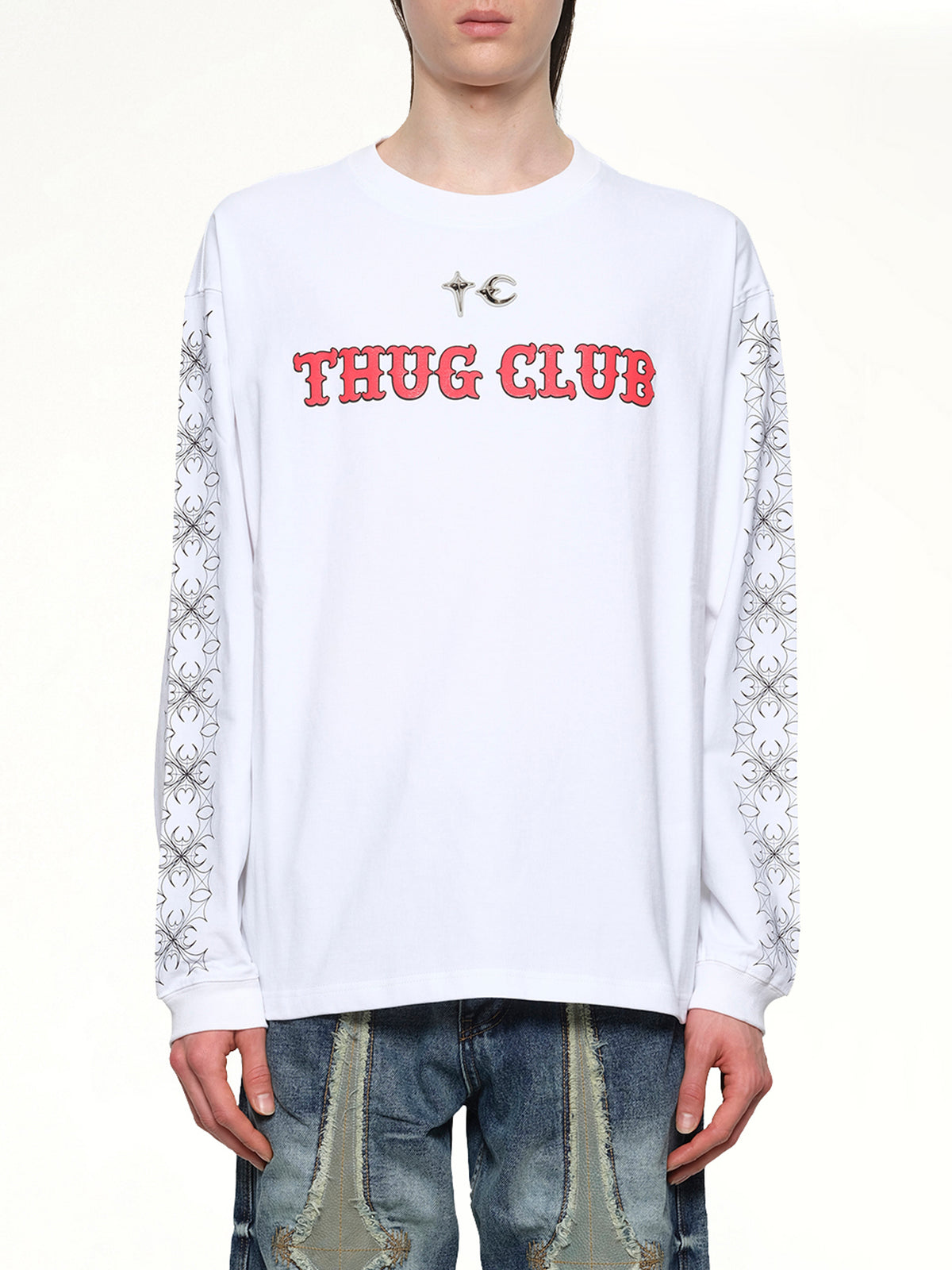 TC Pattern Long-Sleeve in White