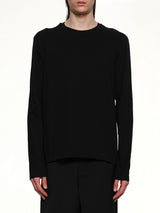 Leather Patch Long Sleeve T-Shirt in Black