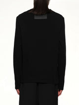 Leather Patch Long Sleeve T-Shirt in Black