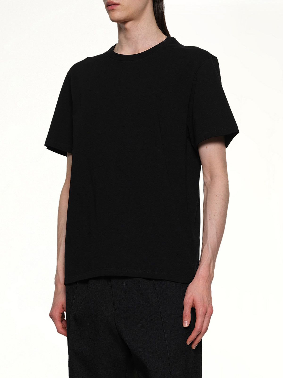 Leather Patch T-Shirt in Black