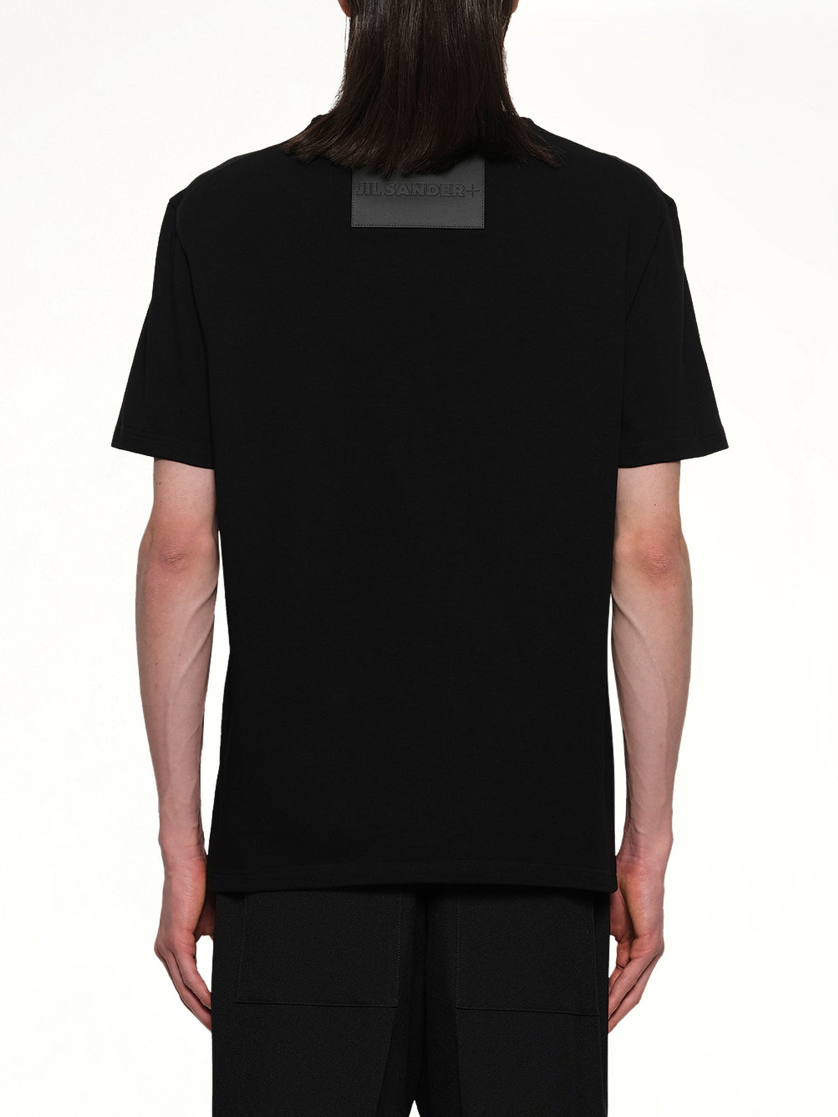 Leather Patch T-Shirt in Black