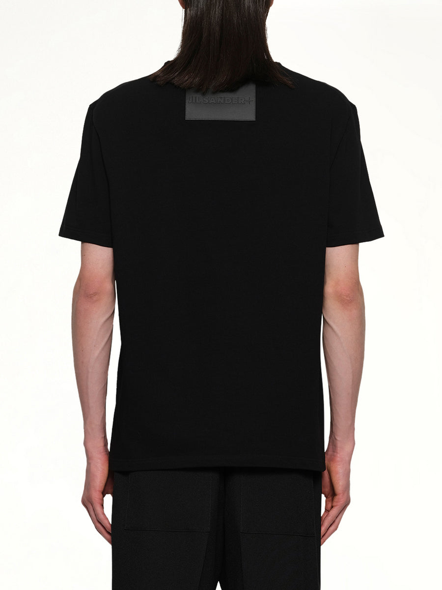 Leather Patch T-Shirt in Black