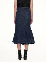 Side Zip Denim Skirt in Blue