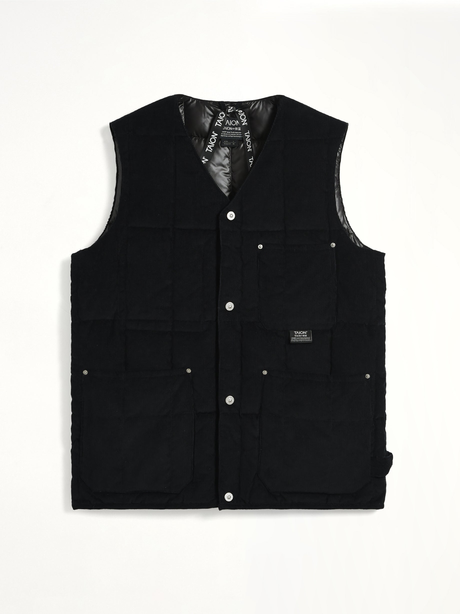 Work V Neck Button Down Vest in Black