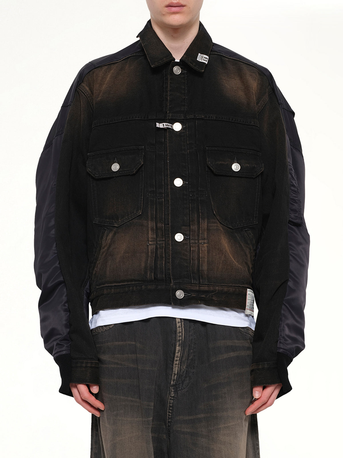 Combined Denim MA-1 Blouson in Black