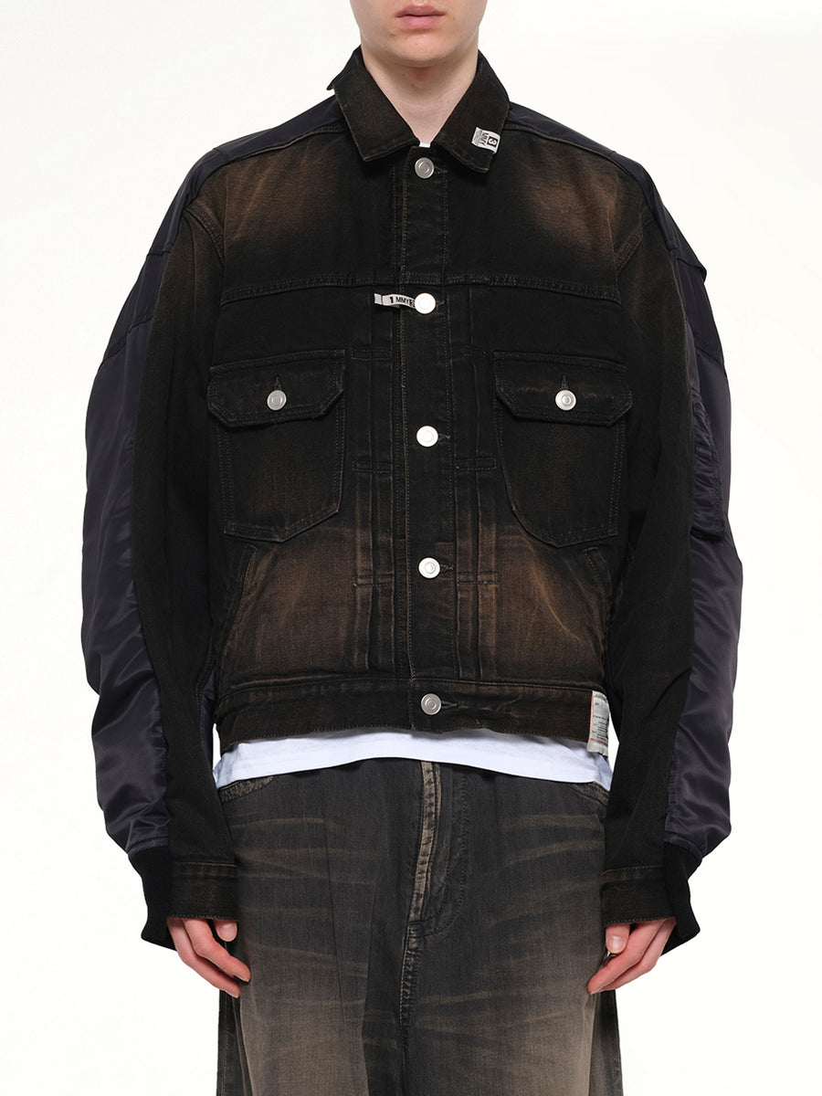 Combined Denim MA-1 Blouson in Black