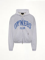 Represent Owners Club Zip Through Hoodie in Sprayed Ice Grey Marl