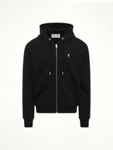 Contrasted Ami De Coeur Zip Hoodie in Black