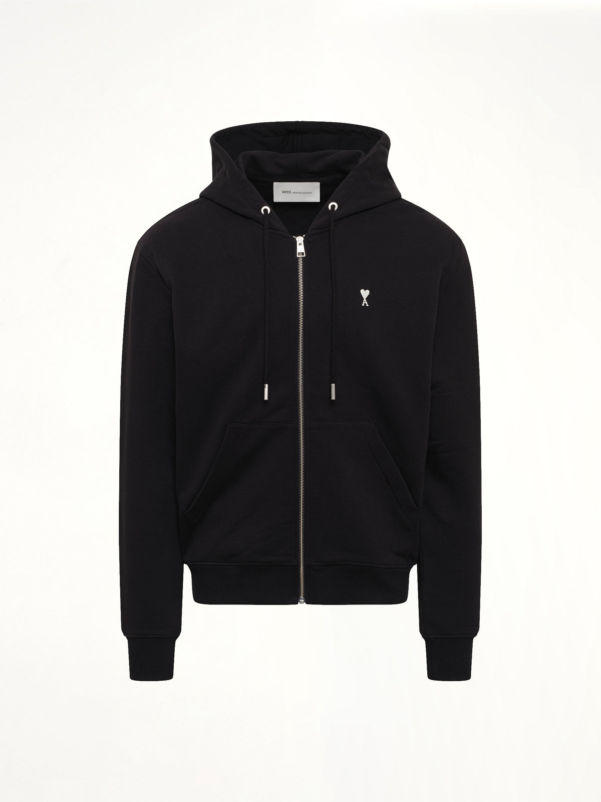 Contrasted Ami De Coeur Zip Hoodie in Black