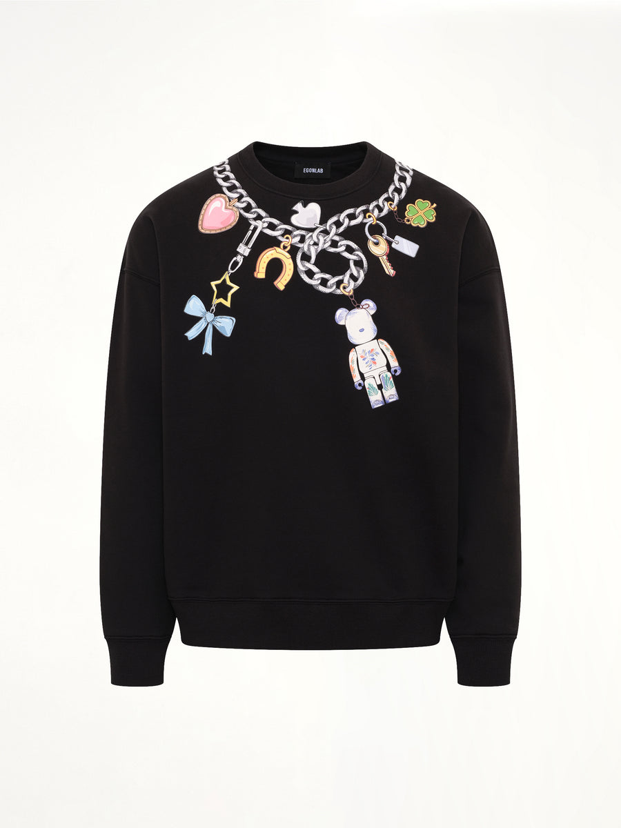 Bearbrick Print Cotton Sweatshirt in Black