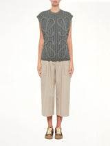 Anagram Knit Vest in Khaki Green