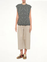 Anagram Knit Vest in Khaki Green