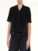 Denim x Knit SS Cardigan in Black
