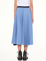 Poplin Pleat Skirt in Blue Stripe