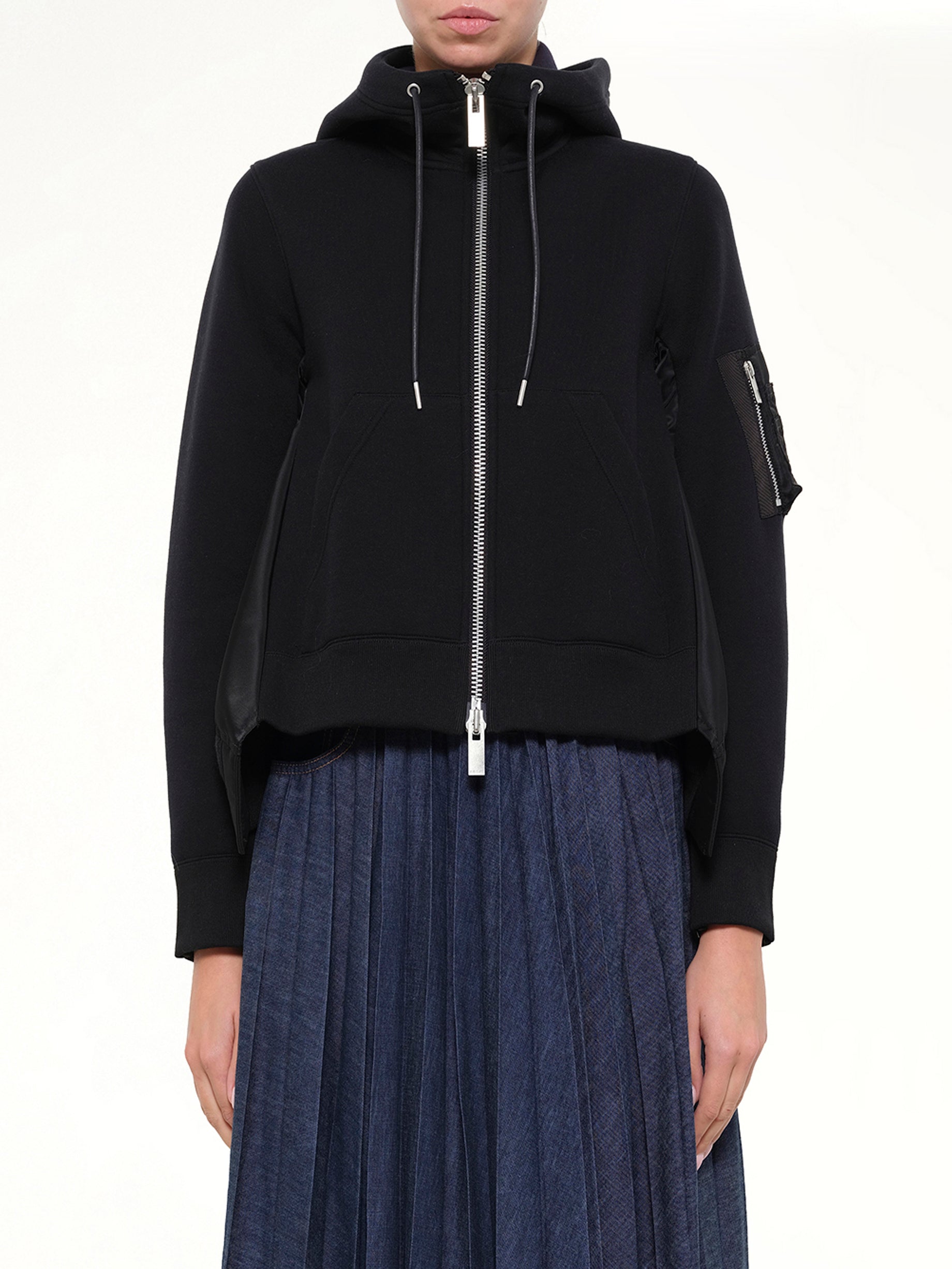 Sponge Sweat x Nylon Twill Hoodie in Black