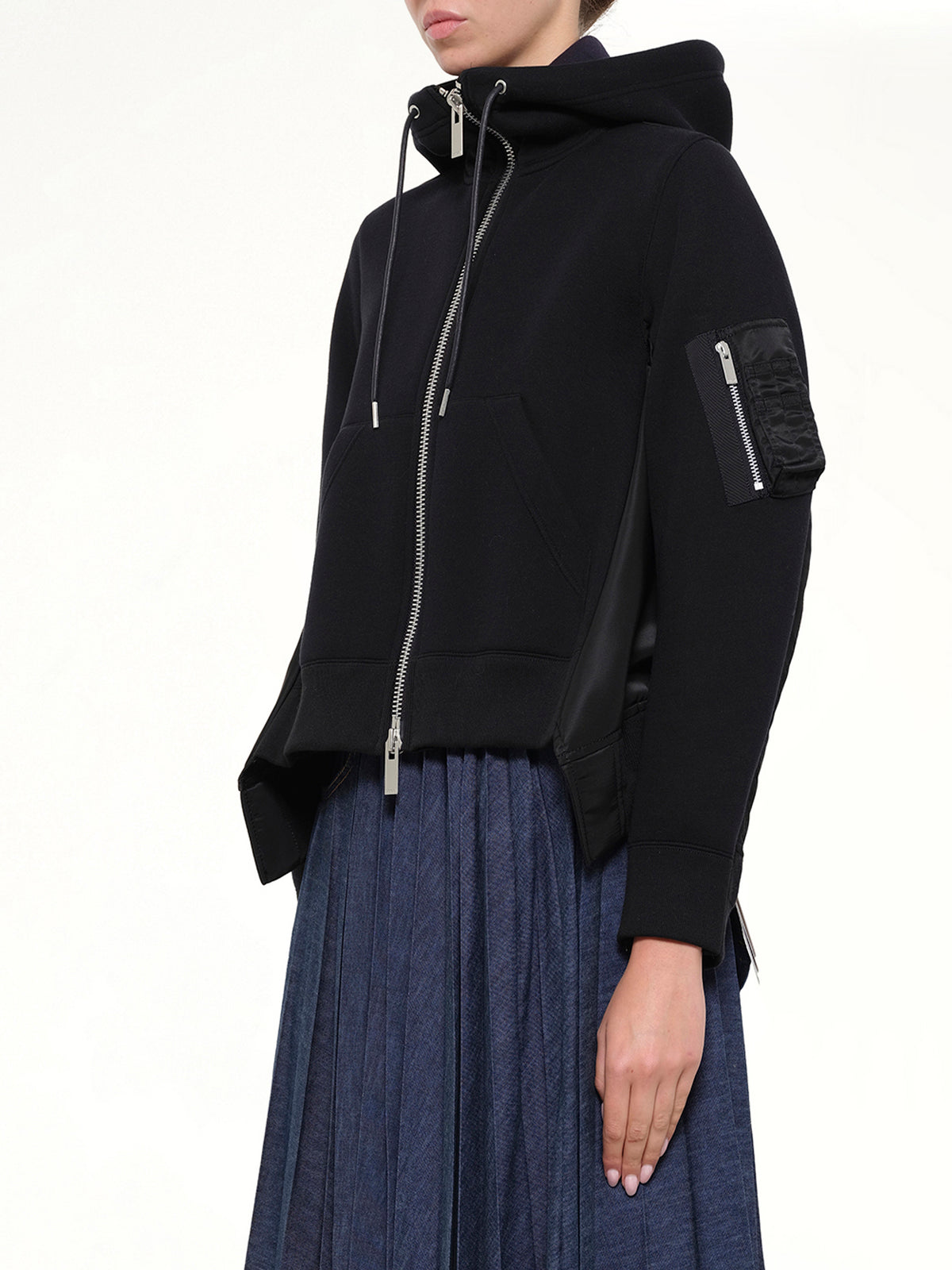 Sponge Sweat x Nylon Twill Hoodie in Black