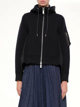 Sponge Sweat x Nylon Twill Hoodie in Black