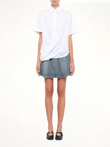 Short Sleeve Draped Shirt in White