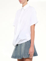 Short Sleeve Draped Shirt in White