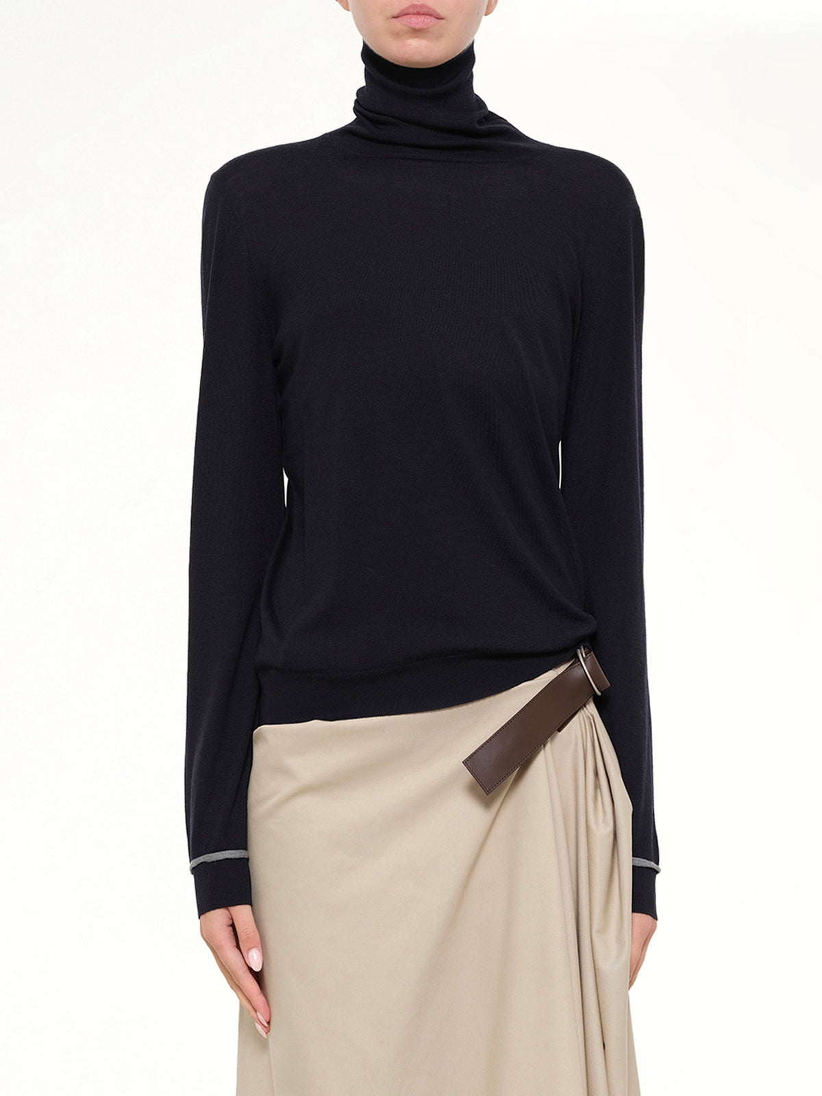 Turtleneck Sweater in Navy/Grey