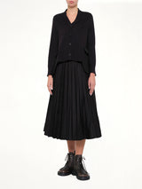 Wool Suiting x Cotton Knit Cardigan in Black