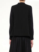 Wool Suiting x Cotton Knit Cardigan in Black