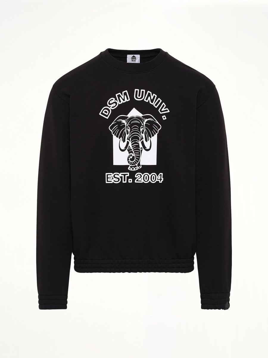 Pile Knit Cotton Sweatshirt in Black