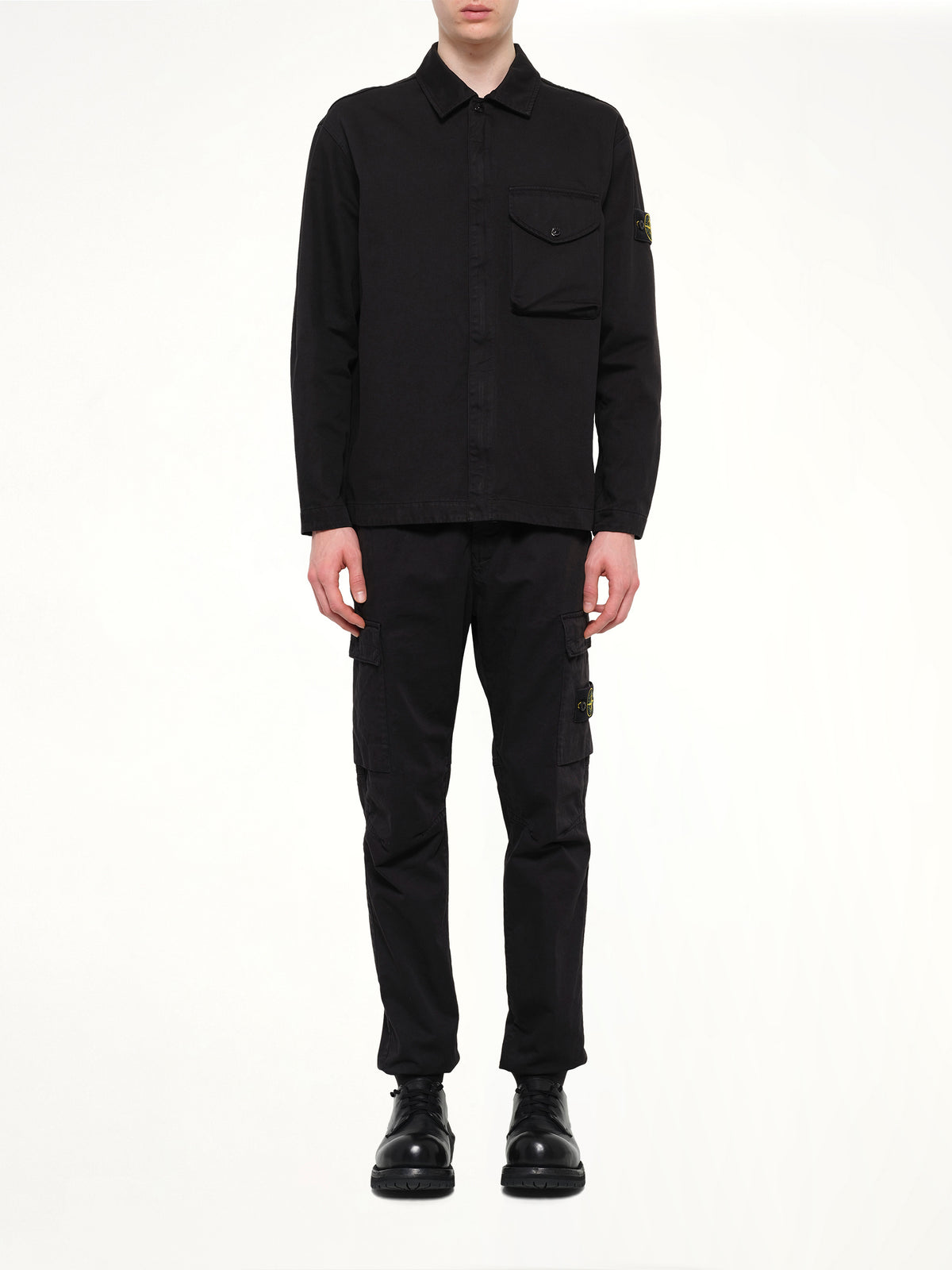 1200001 Dense Cotton Twill Shirt in Black