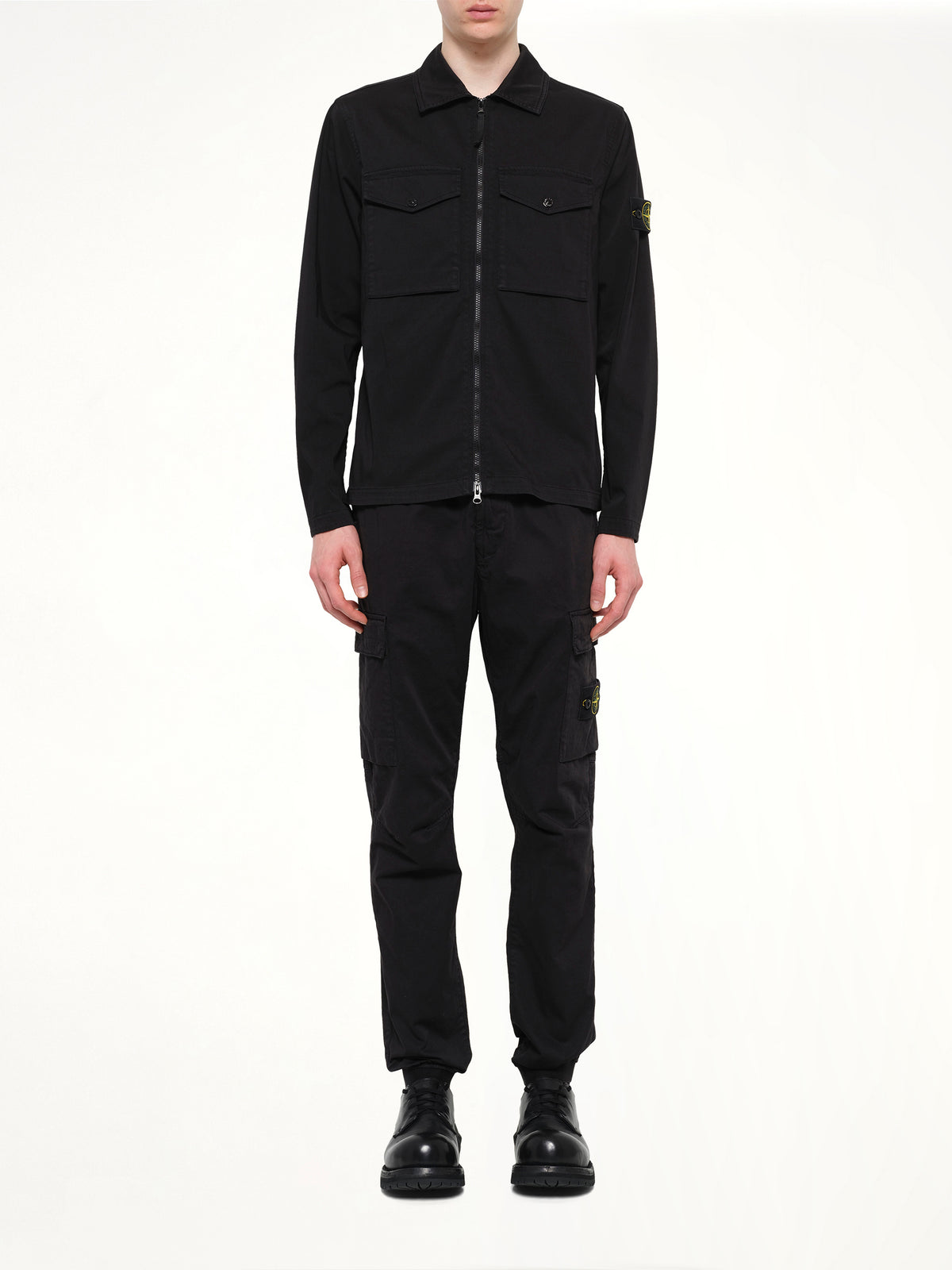 1200010 Cotton Zip-Up Shirt in Black