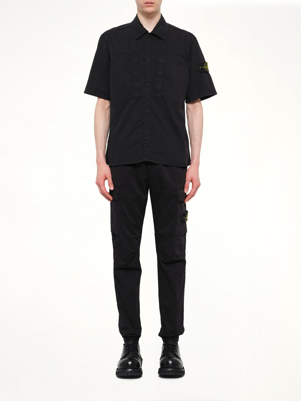 1200037 Stretch Organic Cotton SS Shirt in Black