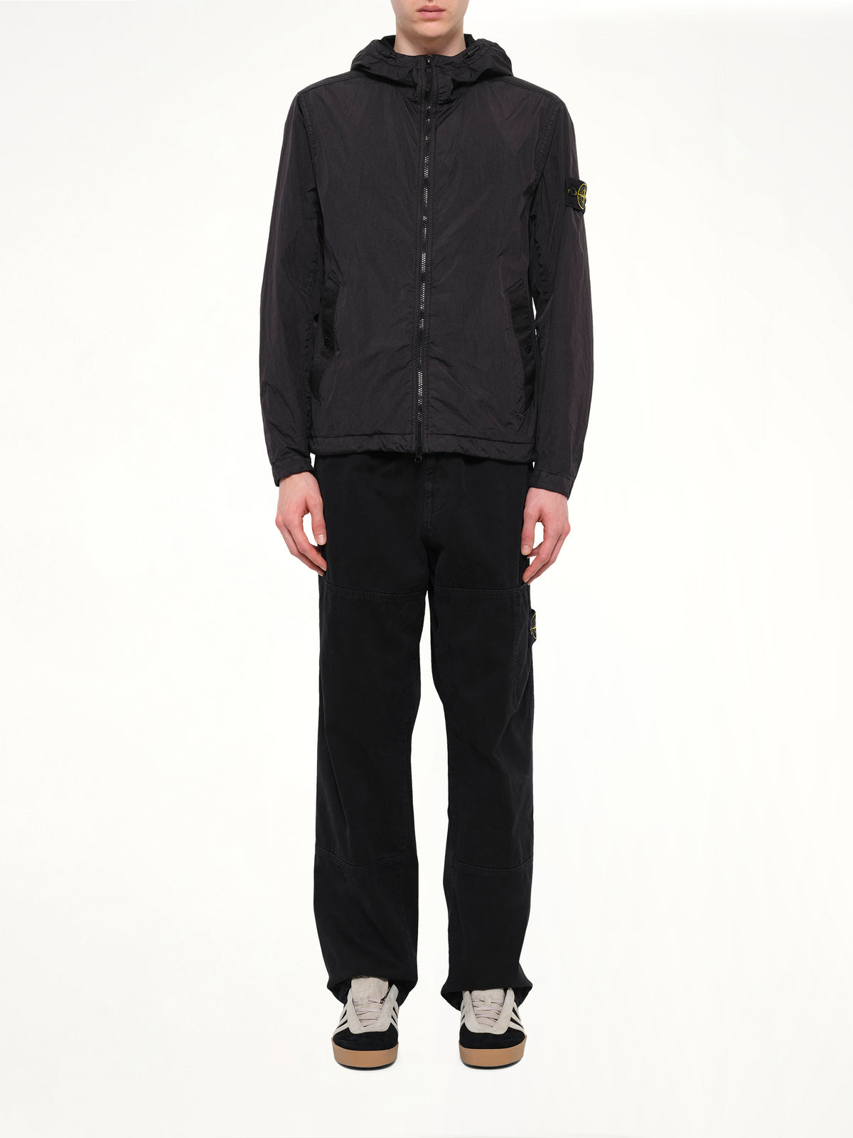 4100001 Crinkle Reps Hooded Jacket in Black