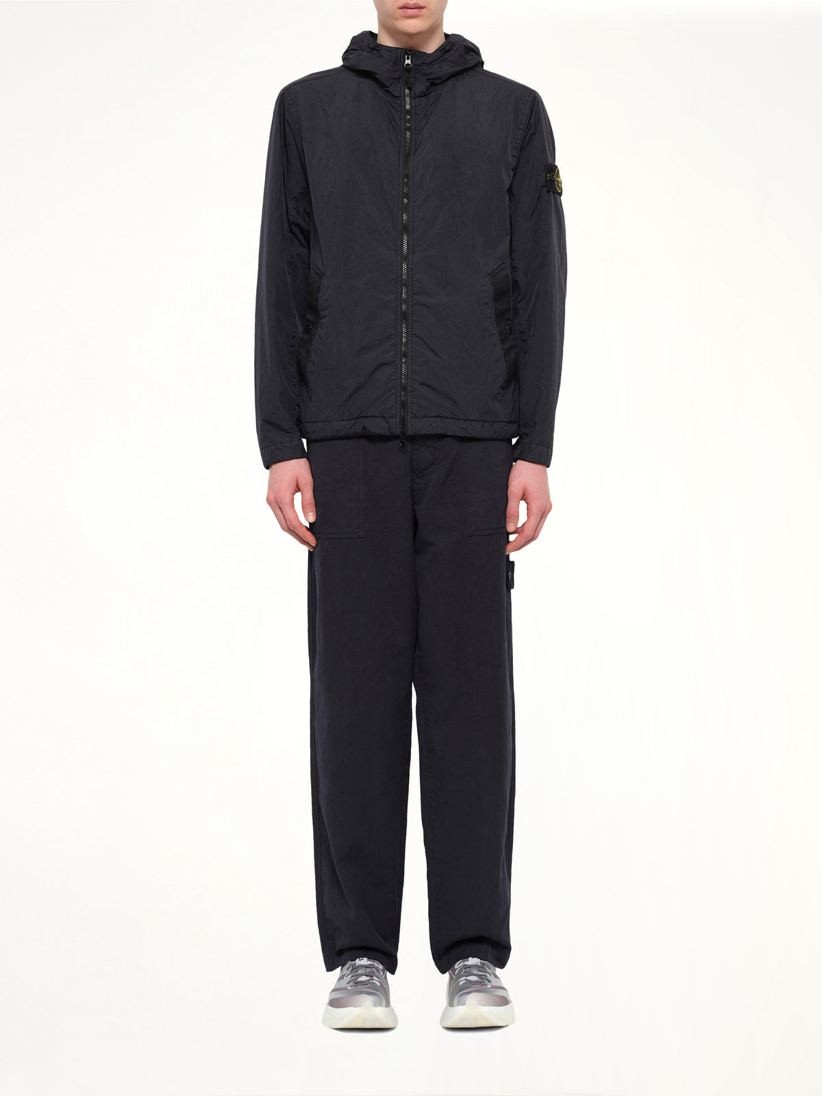 4100001 Crinkle Reps Hooded Jacket in Navy Blue