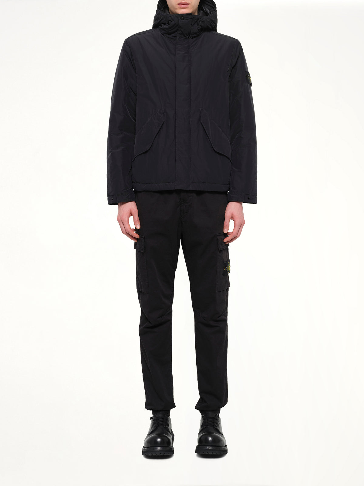 4100010 Nylon Short Parka in Black