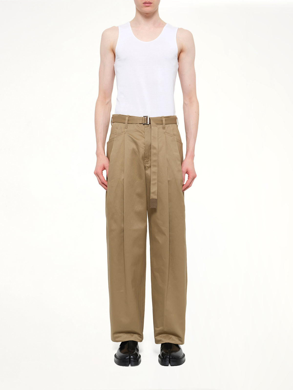 Cotton Chino Pants in Dark Beige