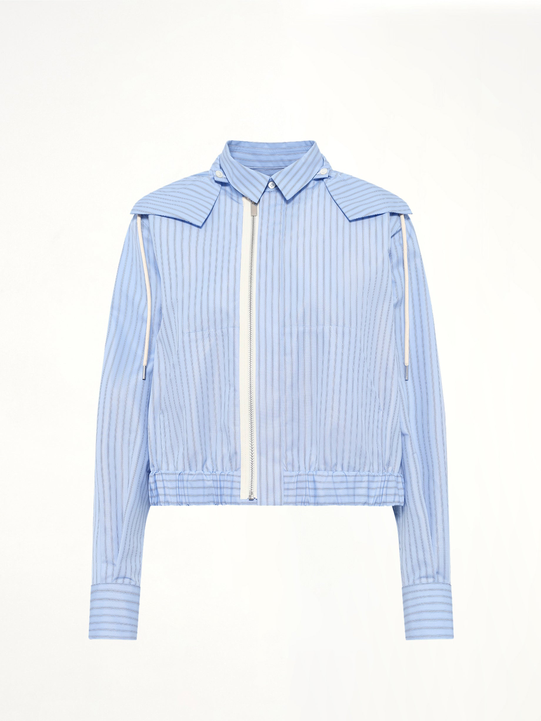 Poplin Hoodie in Light Blue Stripe