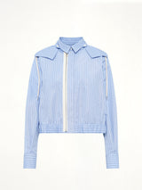 Poplin Hoodie in Light Blue Stripe