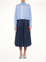 Poplin Hoodie in Light Blue Stripe