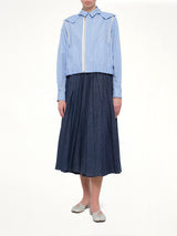 Poplin Hoodie in Light Blue Stripe