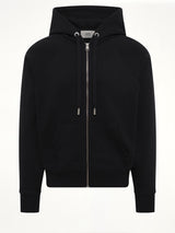Embossed Ami De Coeur Zipped Hoodie in Black