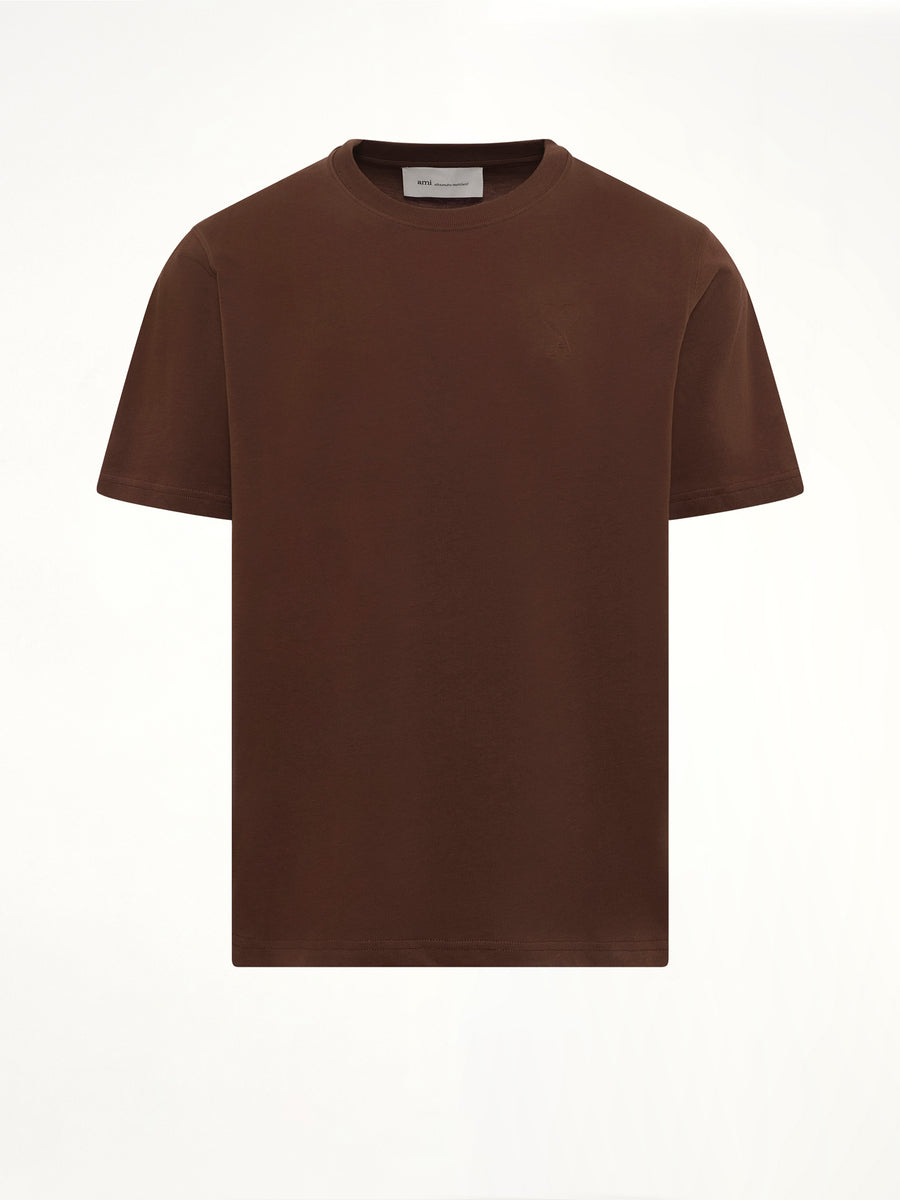 Embossed Ami De Coeur T-Shirt in Chocolate Brown