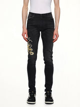 Amiri Dragon Repair Slim Jean in Dust Black