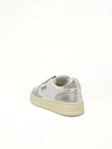 Medalist Low Bicolour Sneakers in White/Silver Top View | AUTRY