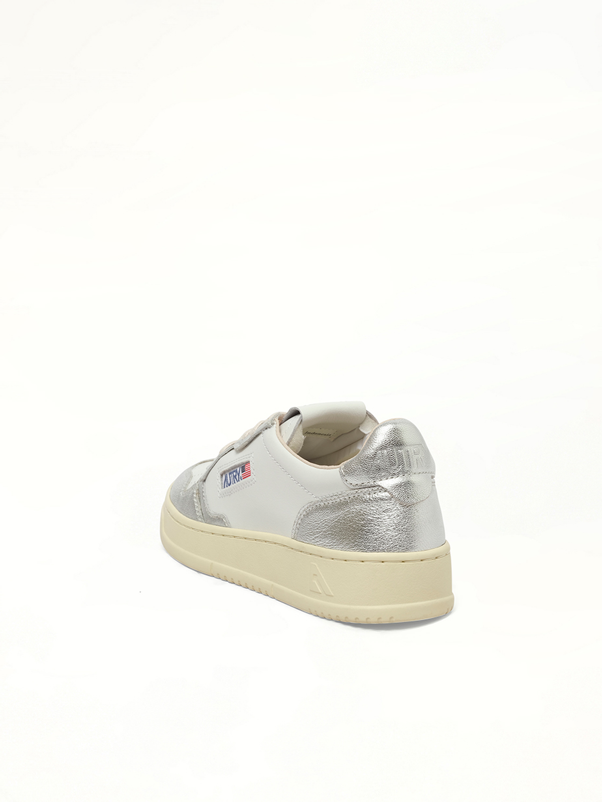 Medalist Low Bicolour Sneakers in White/Silver Top View | AUTRY