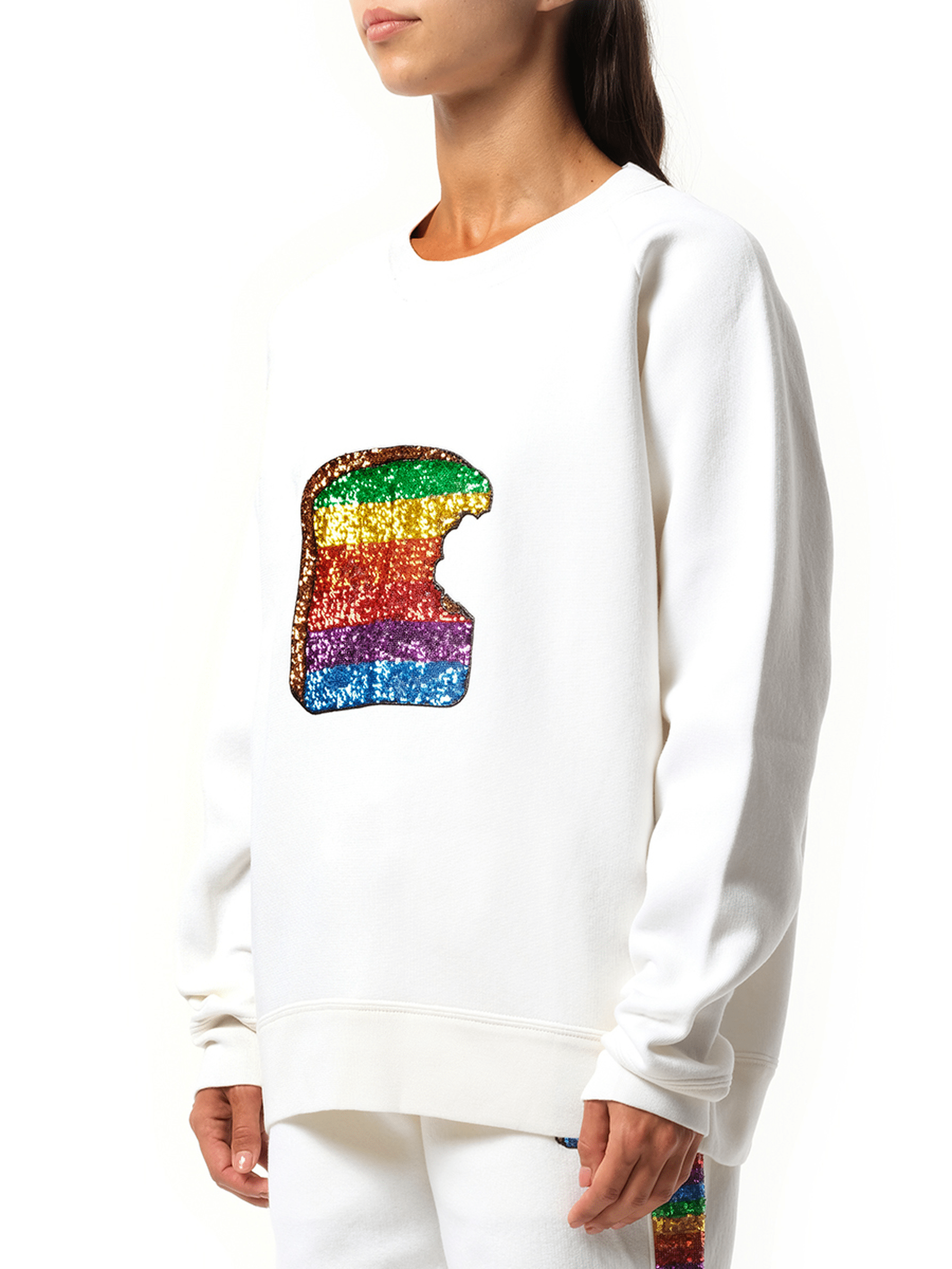 Long Sleeve Crew Sweatshirt in White