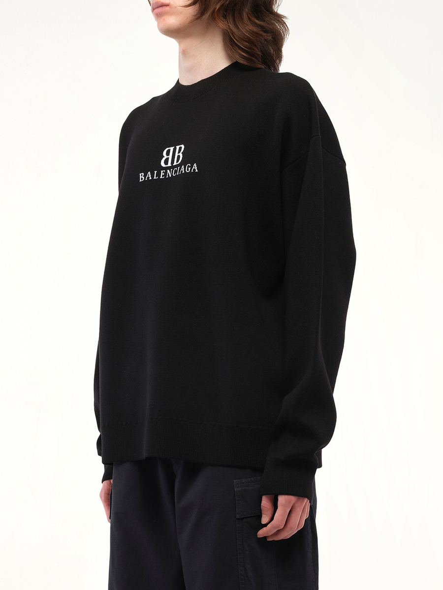 Balenciaga Crewneck Sweater in Black/White