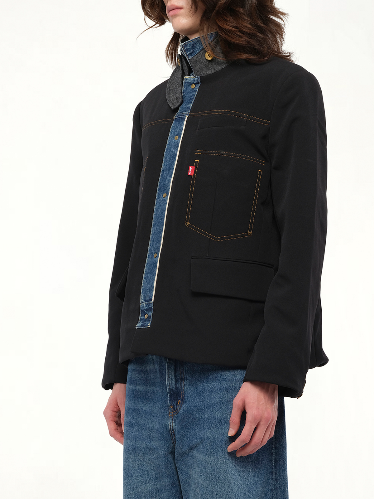 Levi's Denim x MatelasseTwill Reversible Blouson in Black/Blue