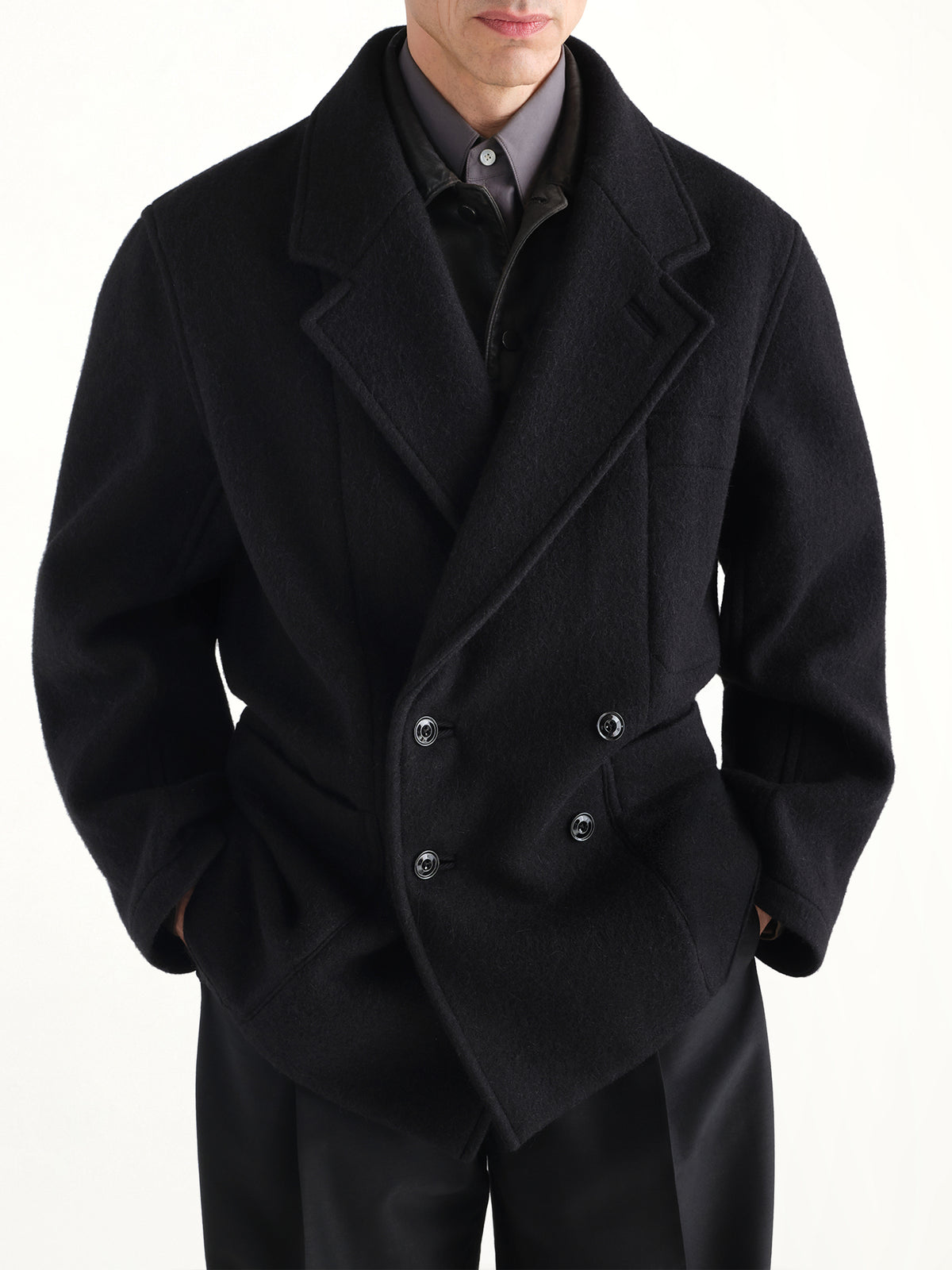 Short DB Coat in Black