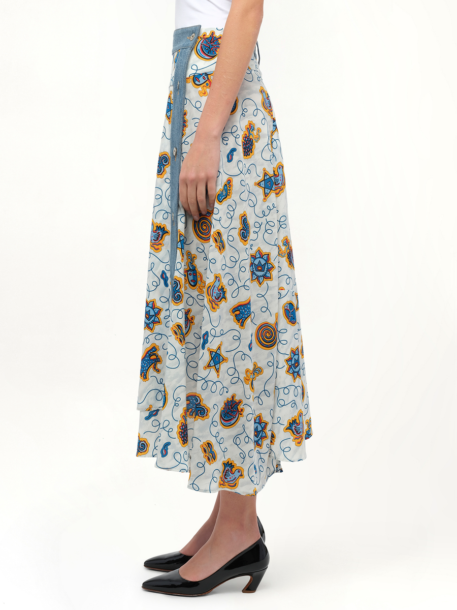 Loewe x Paula Prt Skirt Denim in White