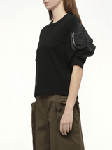 Nylon Twill x Cotton Jersey T-Shirt in Black/Black